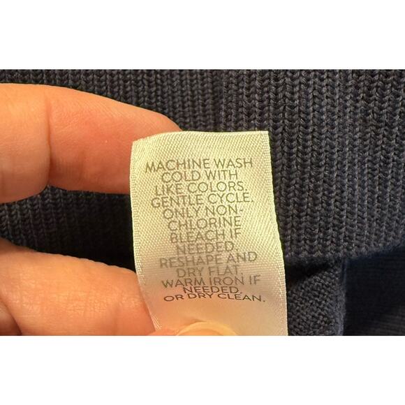 J Jill Cardigan Sz MED Navy Blue 5-Button Classic Staple Basic Organic Cotton - Picture 5 of 11